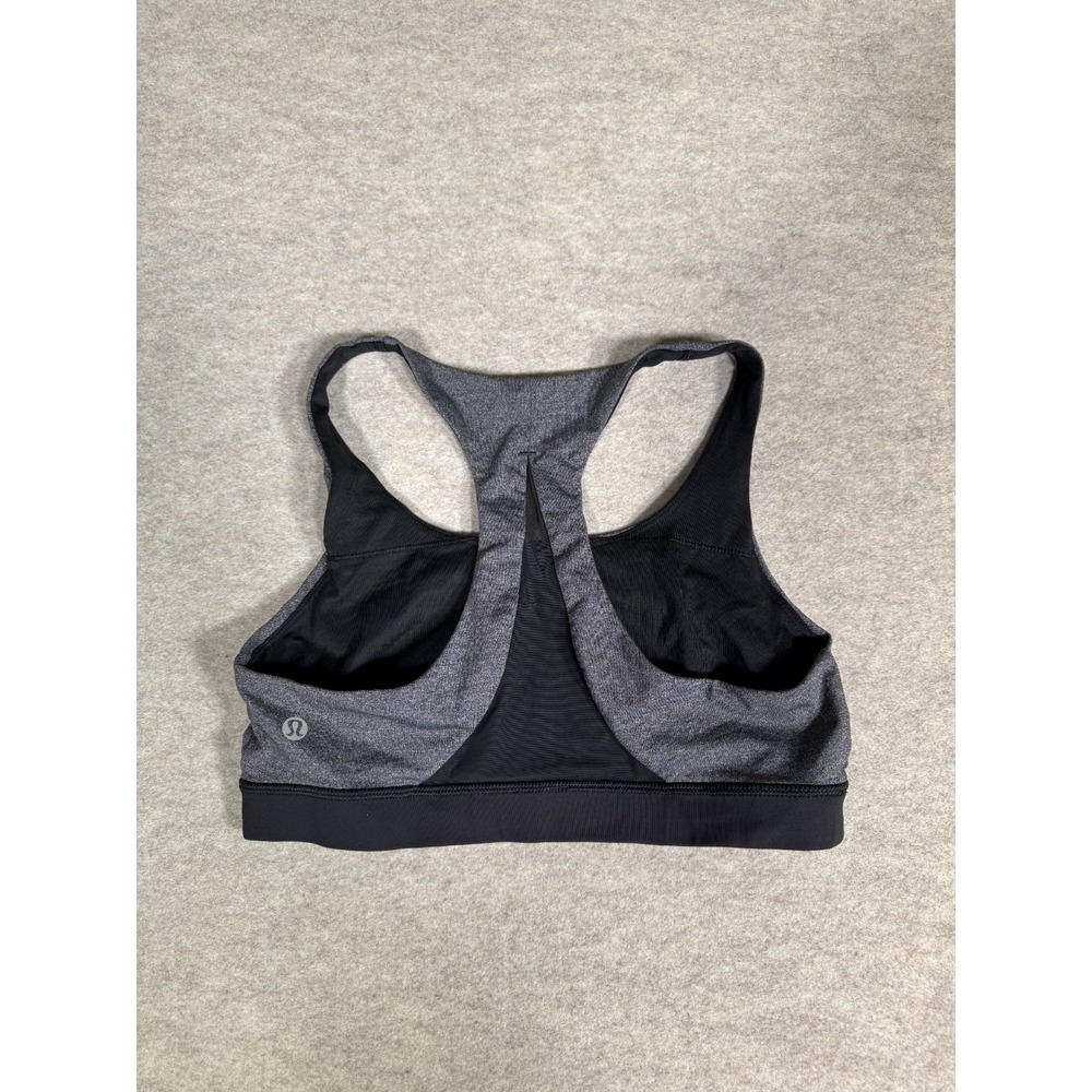 Lululemon Invigorate Sports Bra Women 8 Gray Black Racerback Removable Cups Yoga - Picture 2 of 9